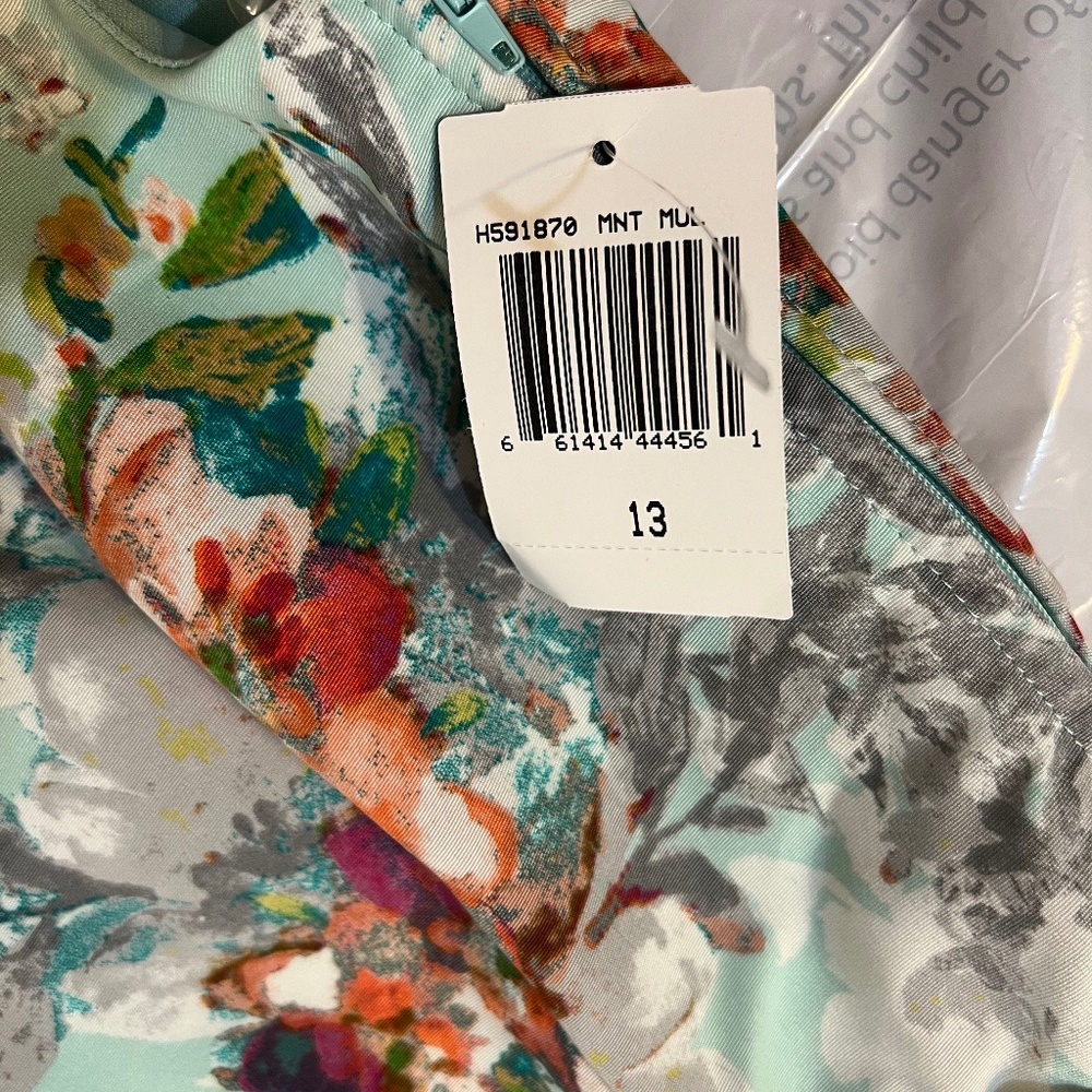 NWT Teeze Me Juniors Lace Back Sleeveless Fit&Flare Floral Dress in Mint 13/14 - Picture 9 of 16